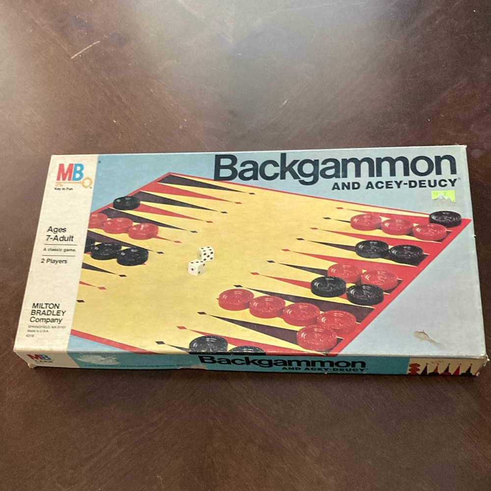 Vintage 1970s Milton Bradley Backgammon and Acey-Deucy Game